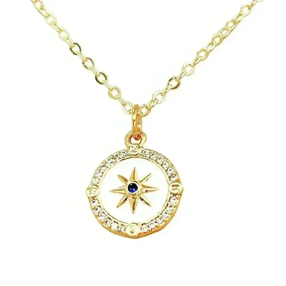 Gold compass necklace, dainty minimalist jewelry - Picture 8 of 10
